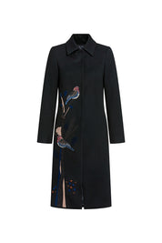 Carlota Branch Embroidery Coat — Black