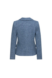 The Juan Steel Blue Bouclé Blazer — front view