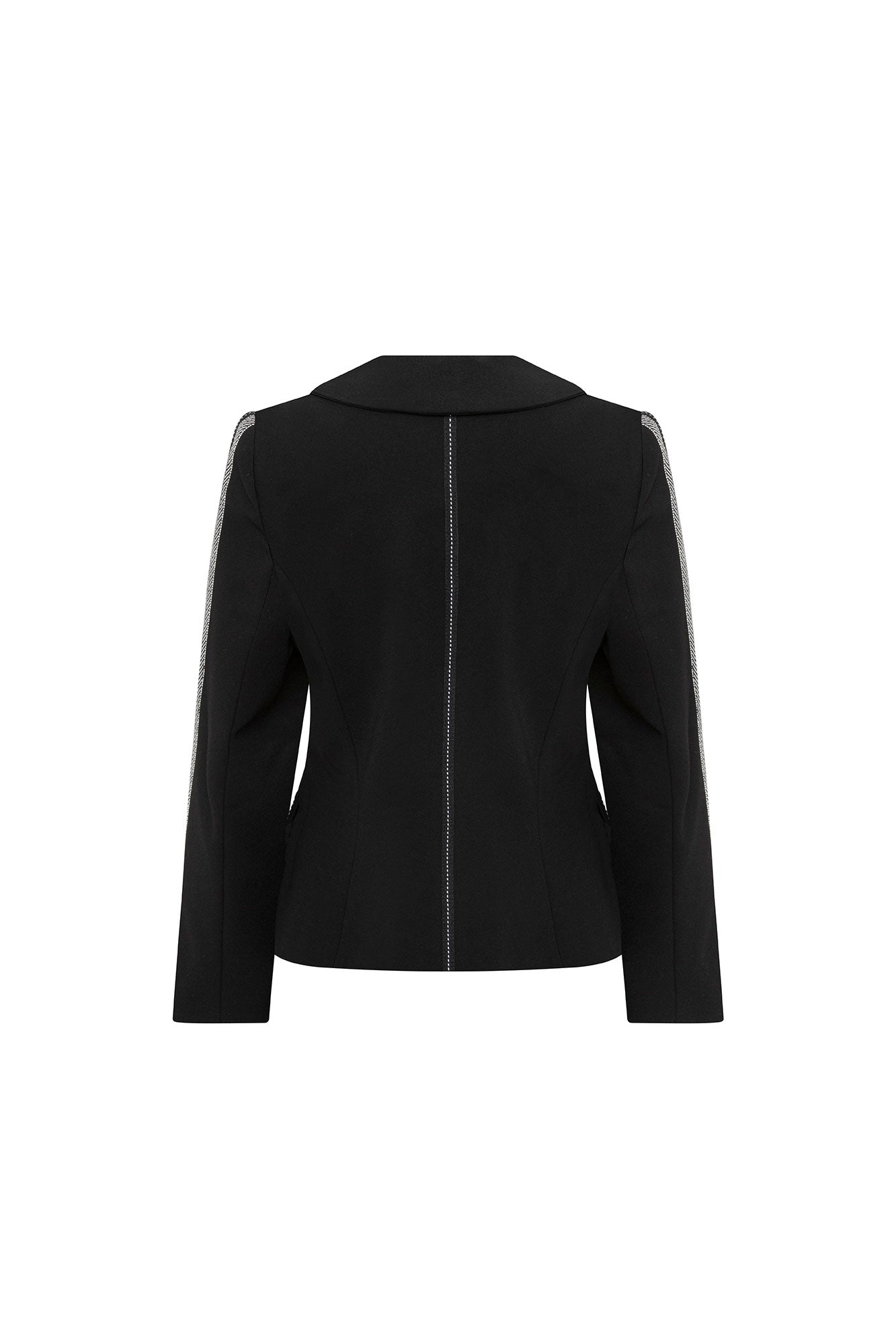 Black topstitched blazer - back view