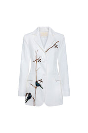 Azulejos Long Blazer — Pearl White