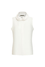 Wire-Collar Sleeveless Blouse – White