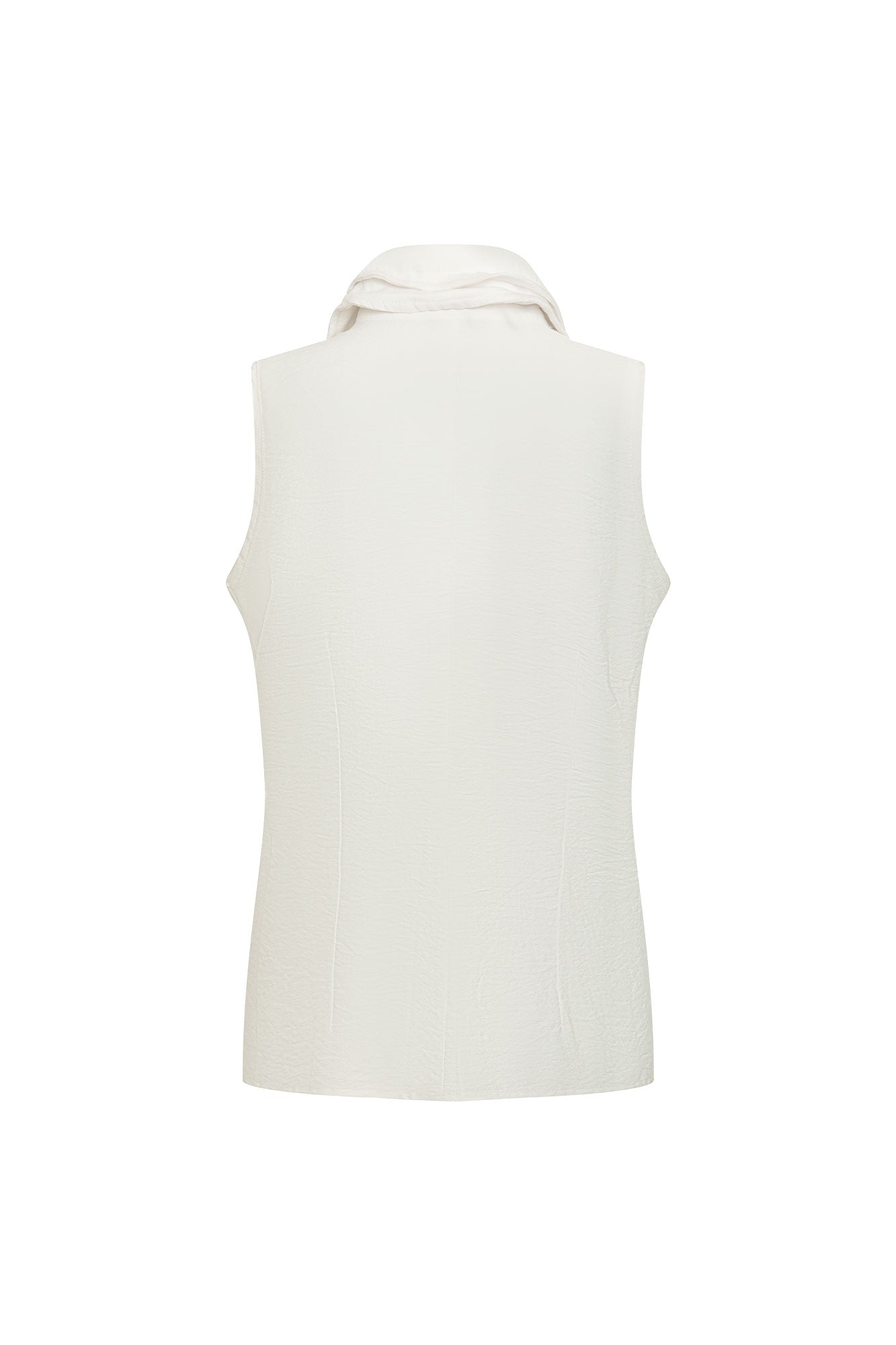 Wire-Collar Sleeveless Blouse – White
