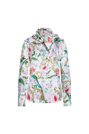 Floral Scarf-Collar Blouse – Ivory