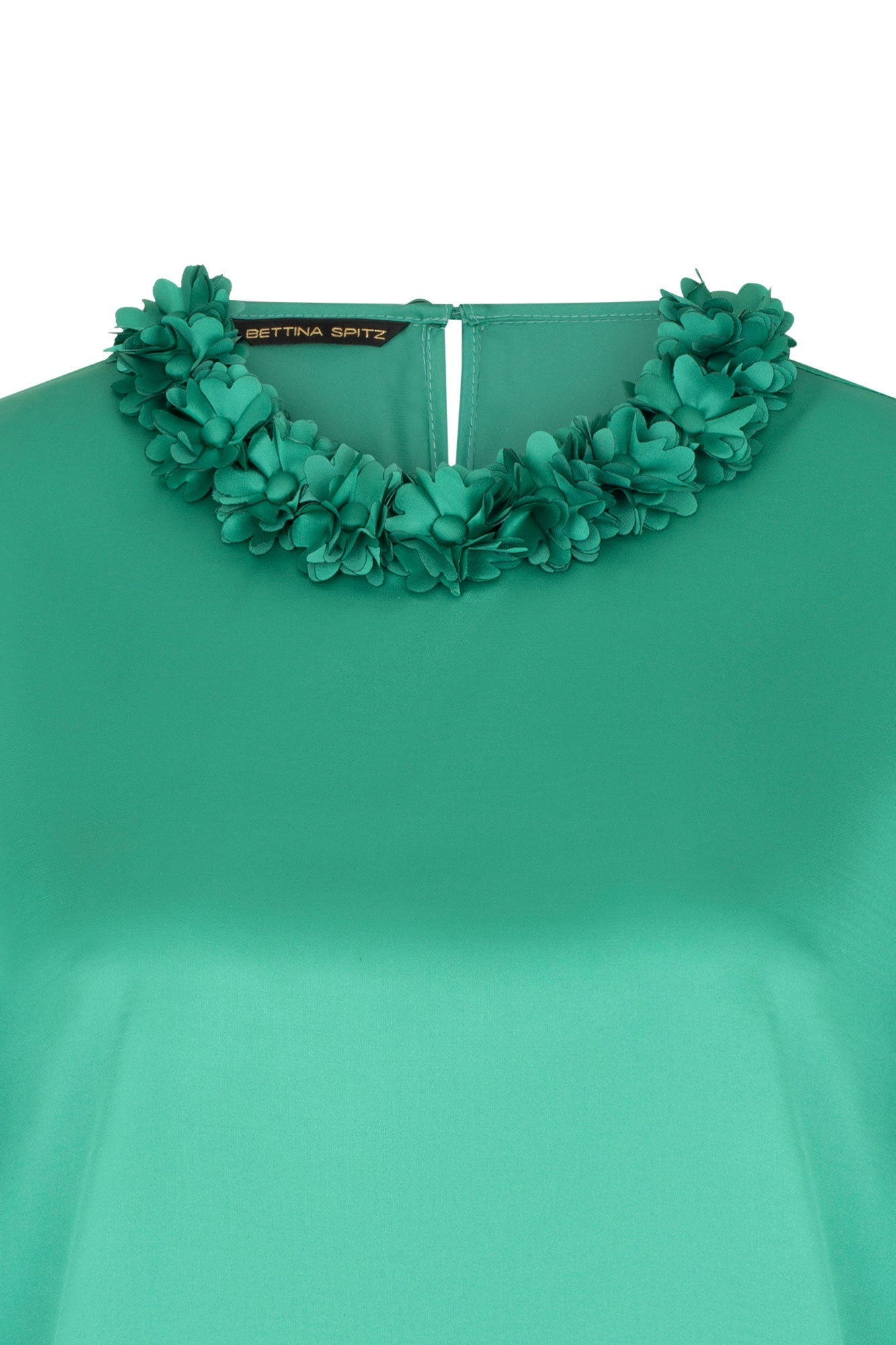 Blusa Sesgo Cuello Pétalos Manc. Verde