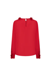 Blusa Sesgo Cuello Pétalos Rojo