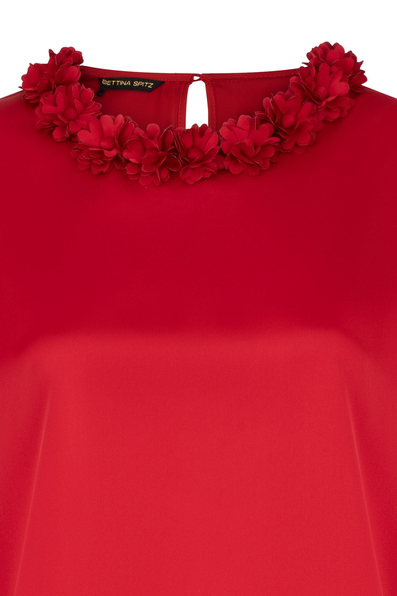 Blusa Sesgo Cuello Pétalos Rojo