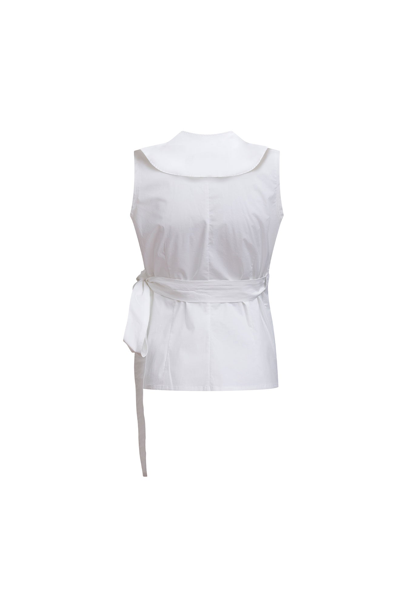 Ruffle Wrap Sleeveless Blouse – White