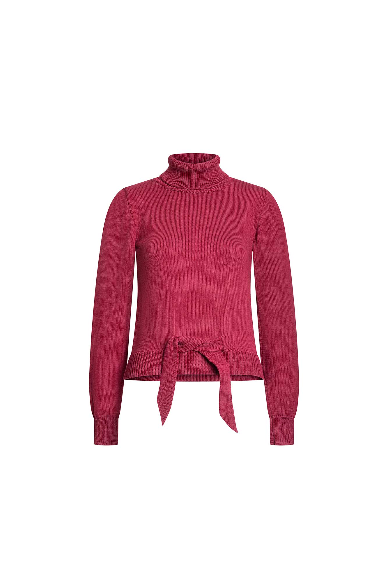 Rose Appliqué Turtleneck Sweater – Wine