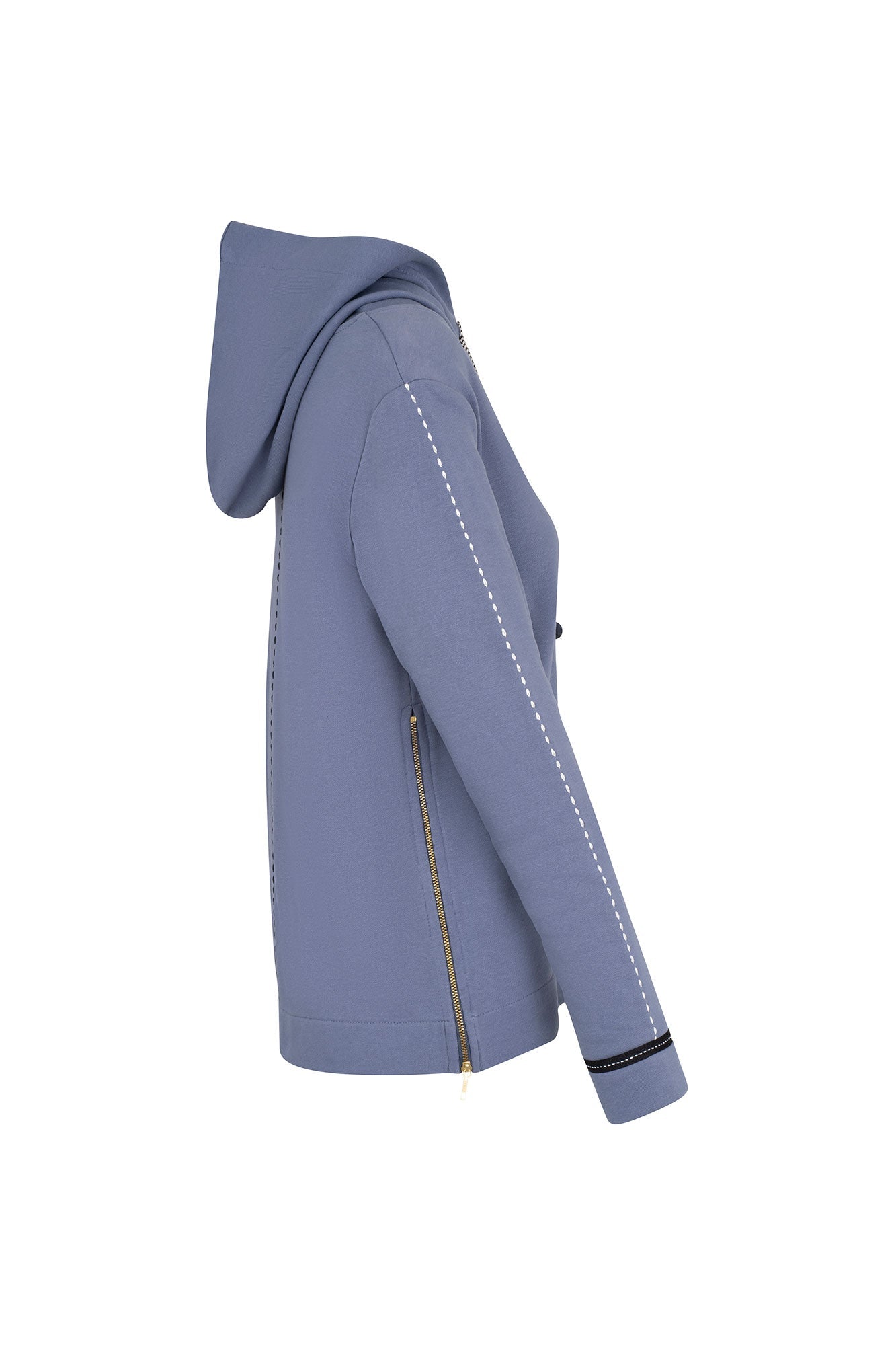 Buzo Hoodie Cinta Pespunte Azul