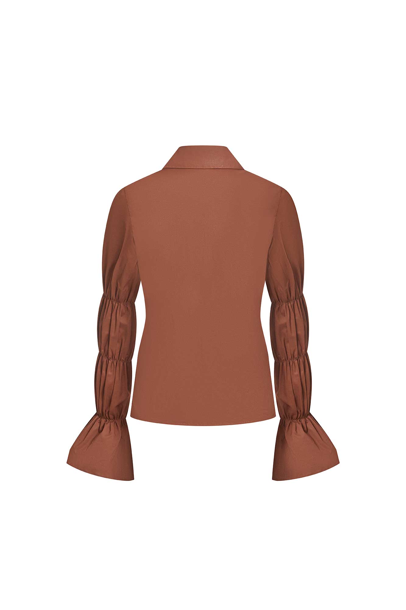 Chocolate Ruched Sleeve Shirt