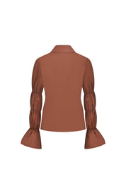 Chocolate Ruched Sleeve Shirt