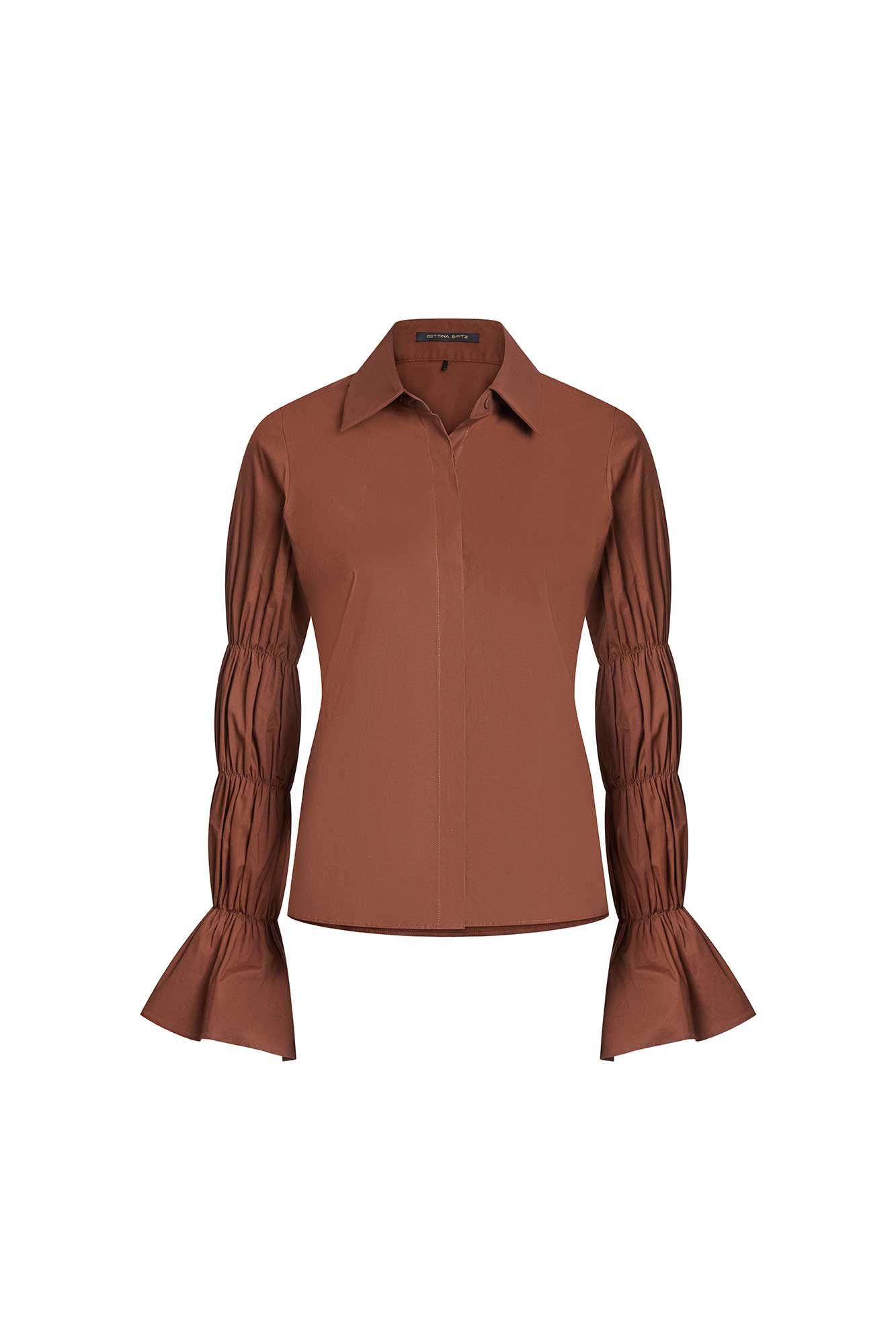 Chocolate Ruched Sleeve Shirt