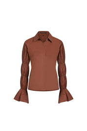 Chocolate Ruched Sleeve Shirt