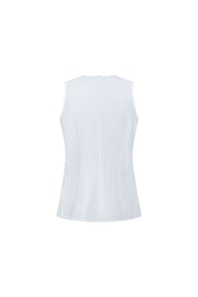 Ruched-Front Sleeveless Shirt – White