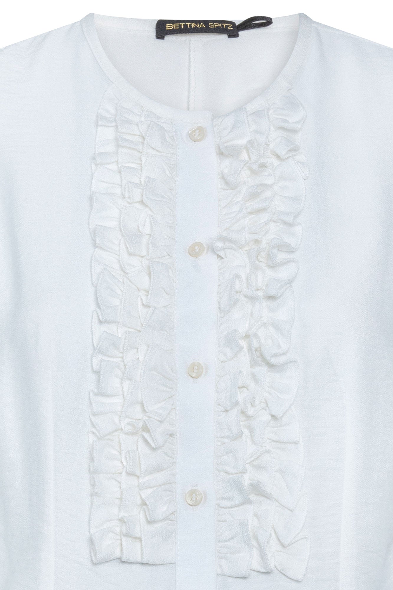 Ruched-Front Sleeveless Shirt – White