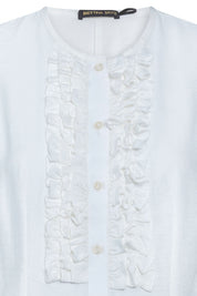Ruched-Front Sleeveless Shirt – White