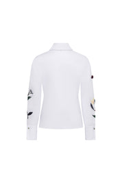 The Sol Flor White Shirt — back view with Bettina Spitz label at collar and clean fitted silhouette
