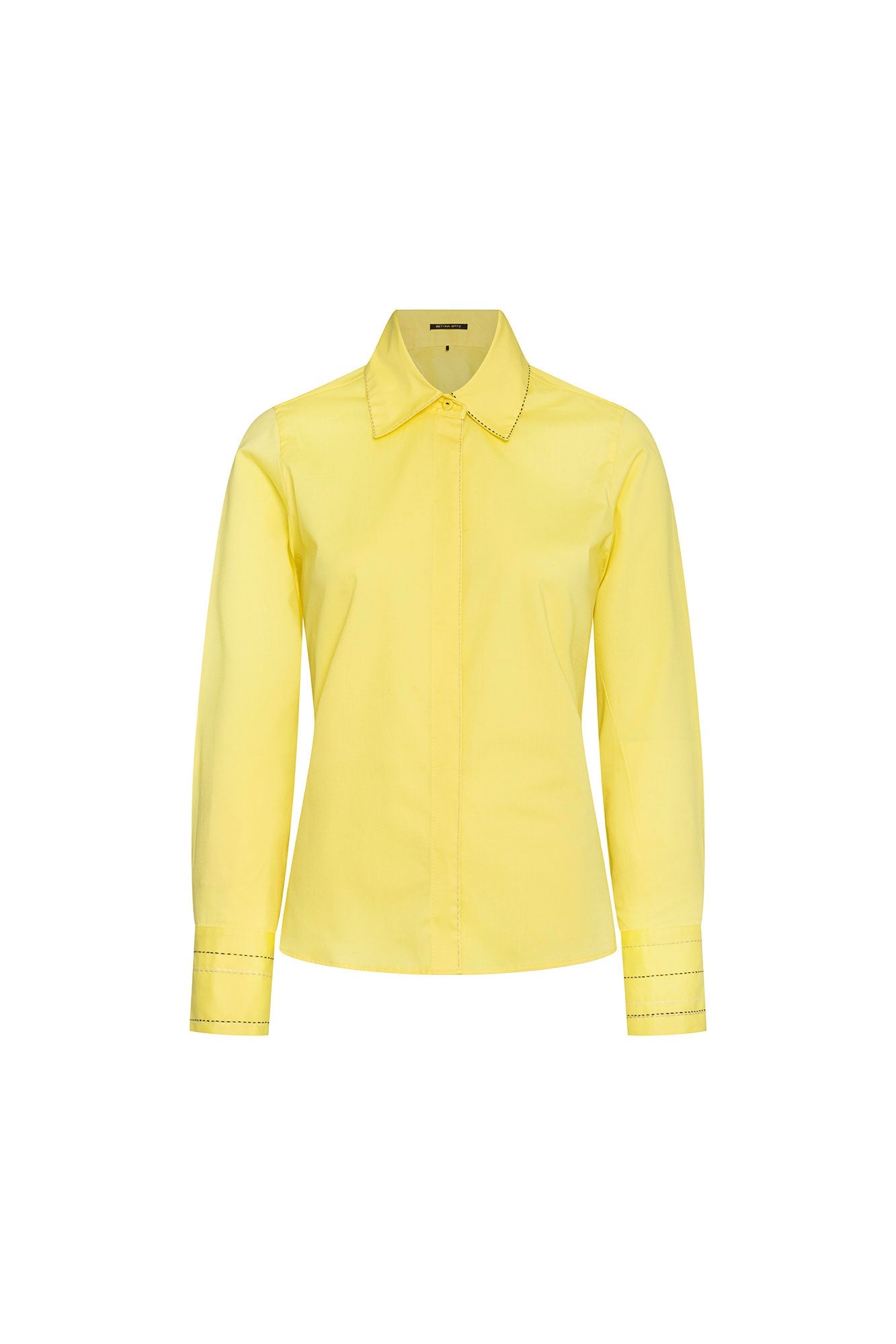 Yellow topstitched shirt - front view