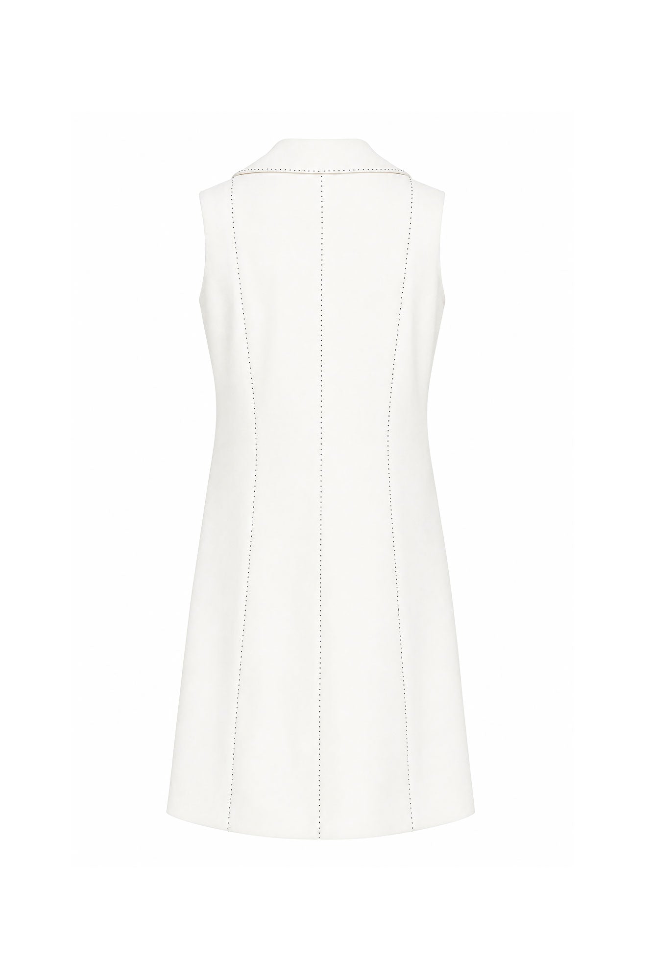 Straight Topstitched Vest – Pearl White