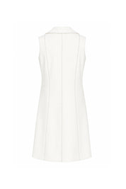 Straight Topstitched Vest – Pearl White