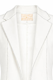 Straight Topstitched Vest – Pearl White