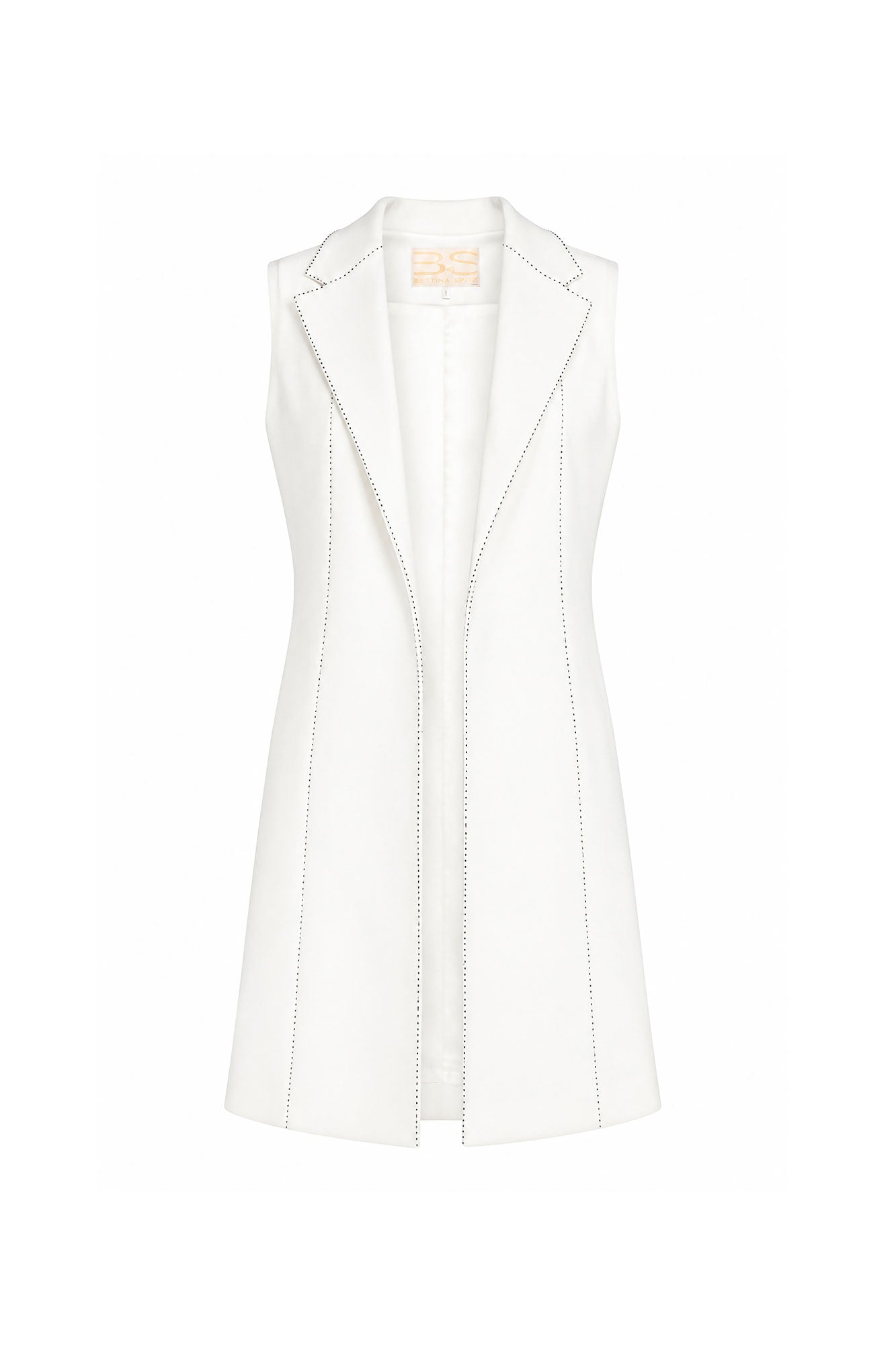 Straight Topstitched Vest – Pearl White