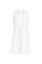 Straight Topstitched Vest – Pearl White
