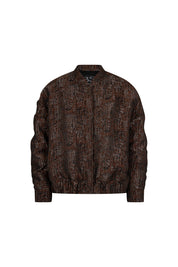Brown Snap-Button Bomber Jacket