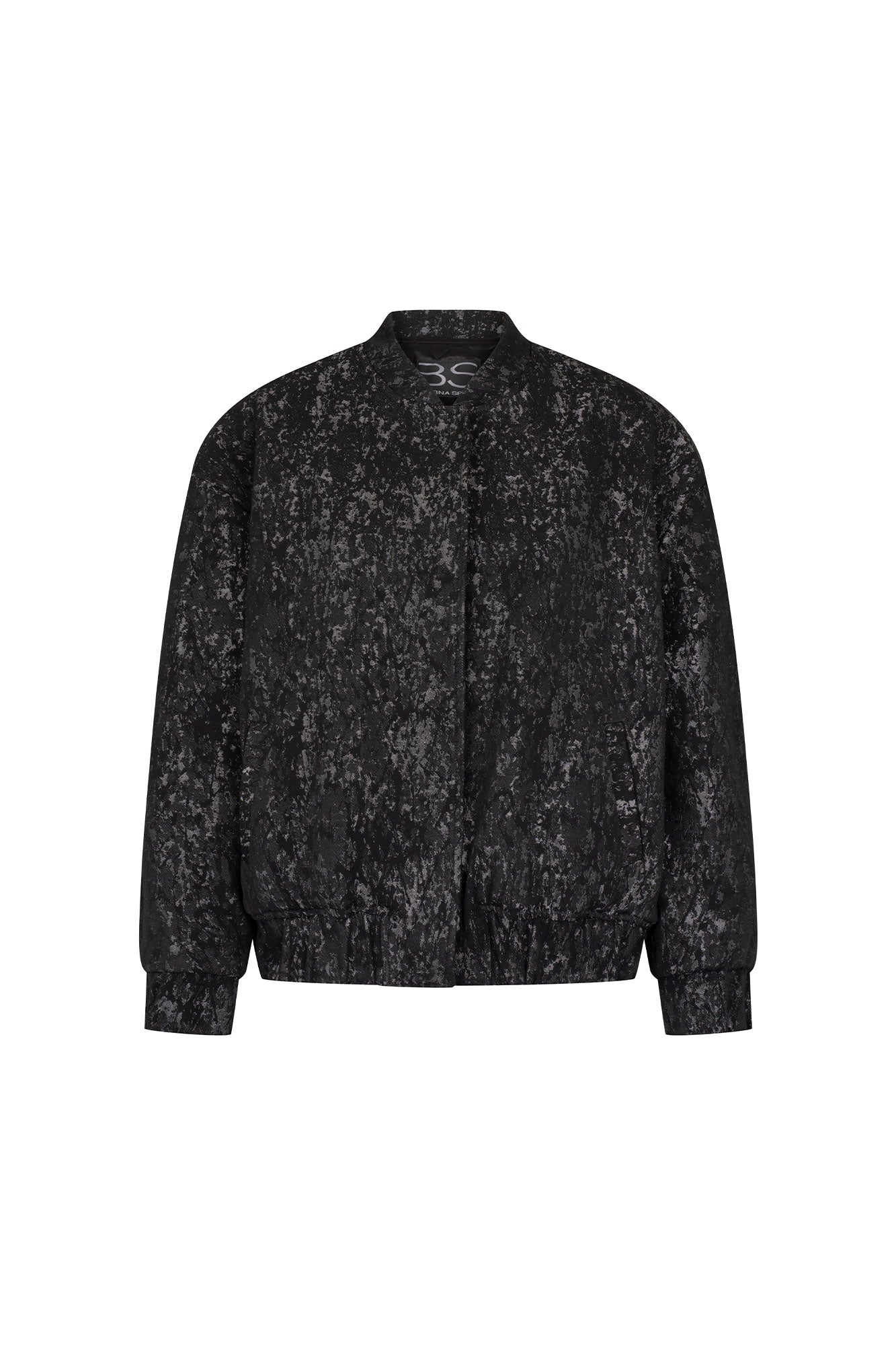Black Snap-Button Bomber Jacket