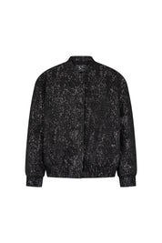 Black Snap-Button Bomber Jacket