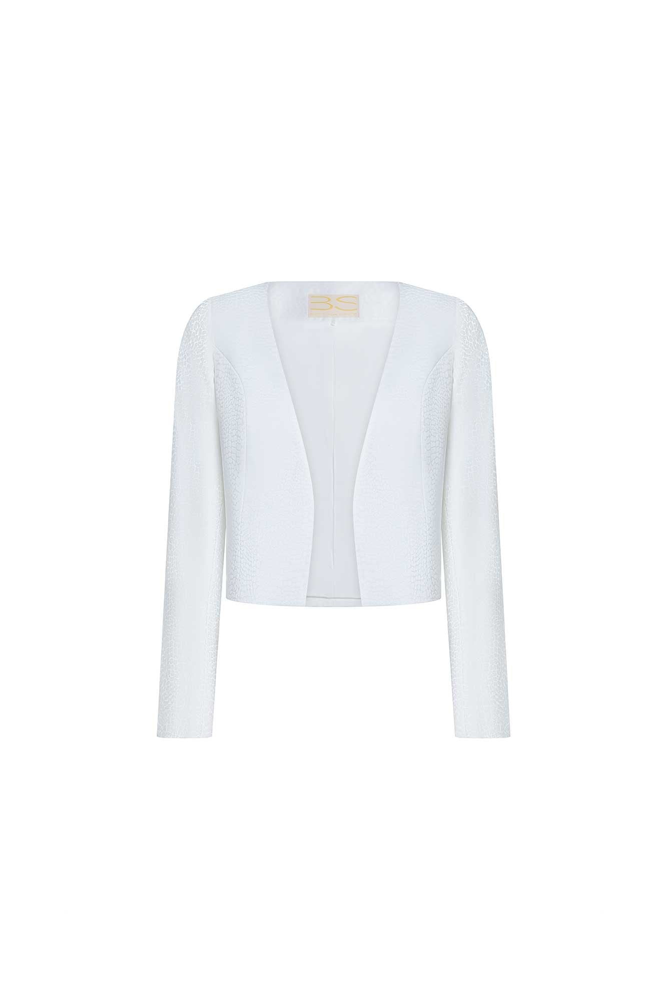 Ivory Cropped Open-Front Jacket