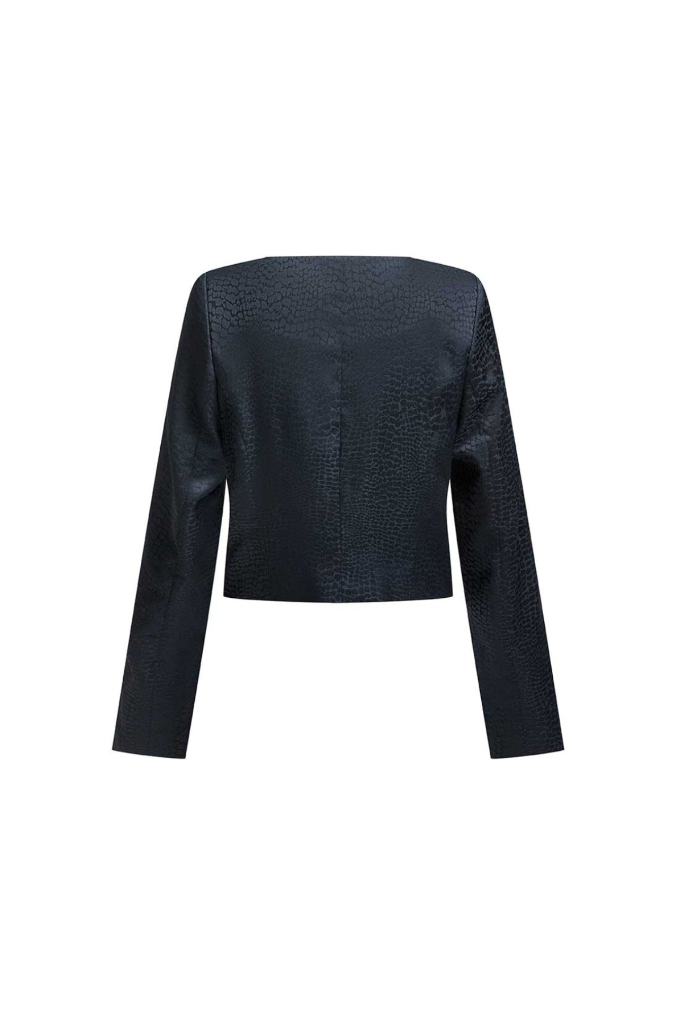 Black Cropped Open-Front Jacket