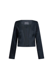 Black Cropped Open-Front Jacket