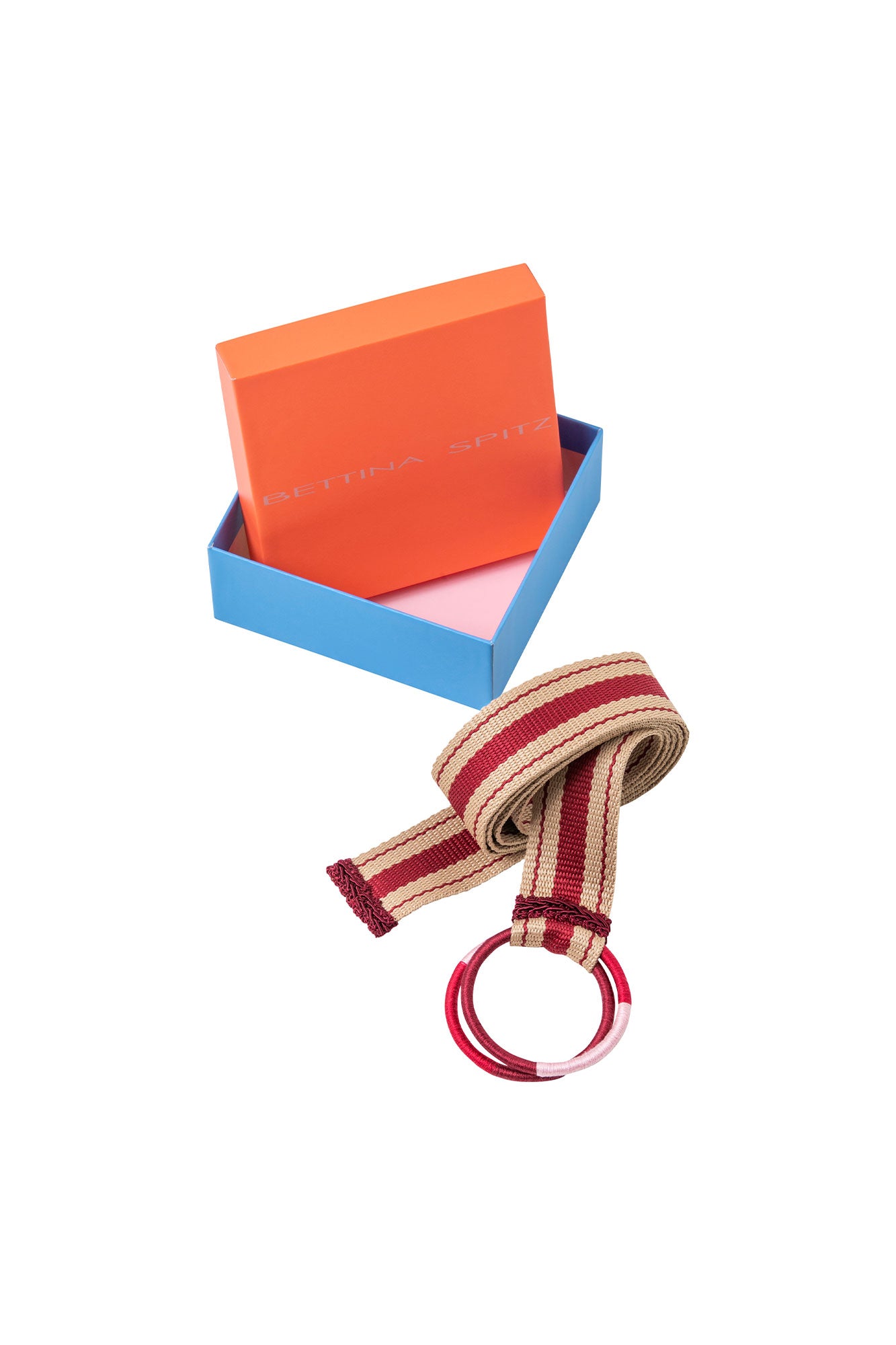 Striped Double Ring Belt – Burgundy