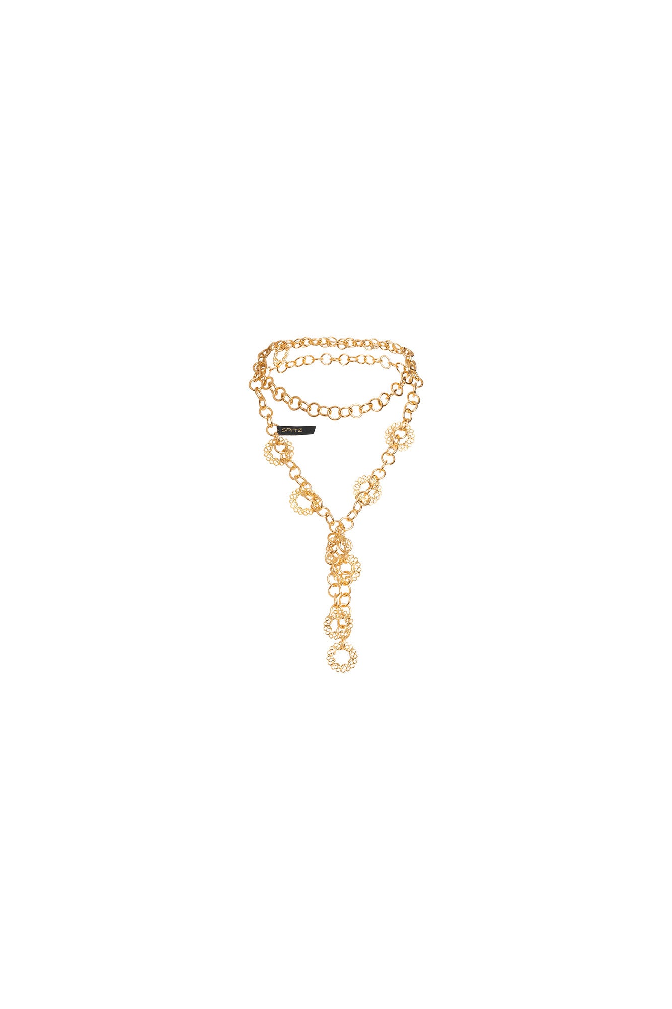 Gold Brocade Ring Chain Necklace
