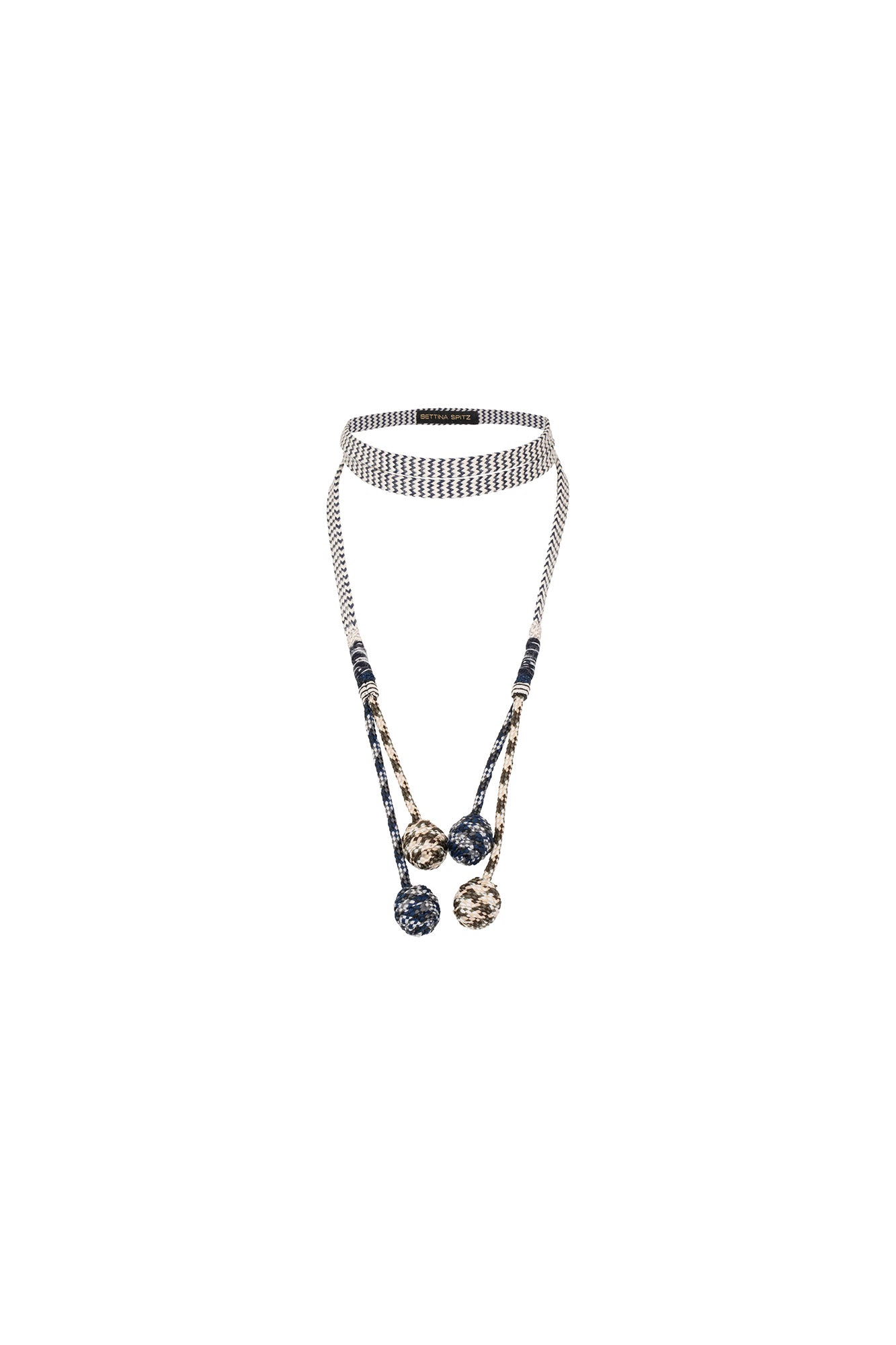Blue & Beige Interlaced Ribbon Necklace