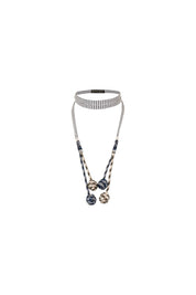 Blue & Beige Interlaced Ribbon Necklace
