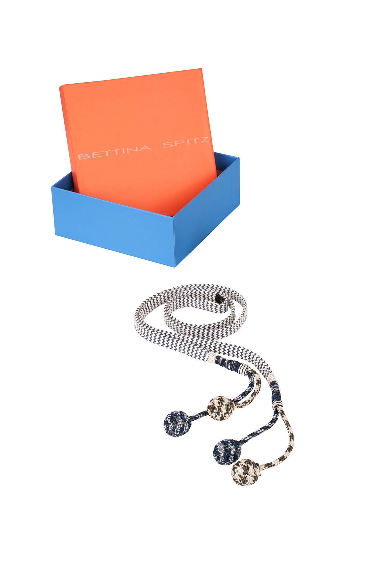 Blue & Beige Interlaced Ribbon Necklace