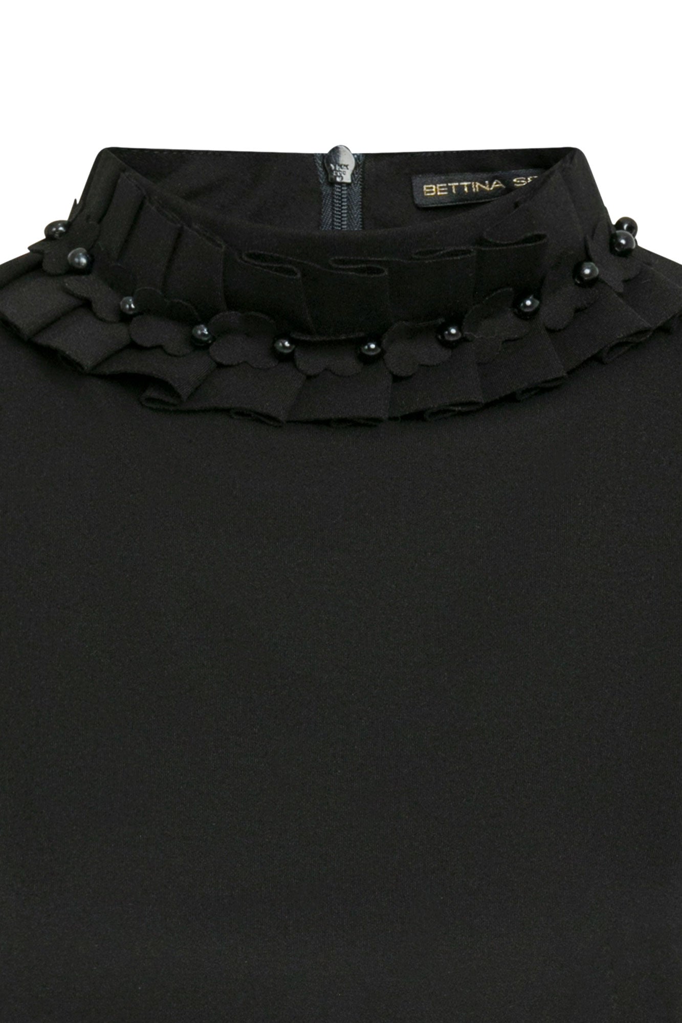 Black Pearl Ruffle Collar Crop Top