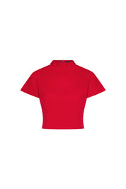 Red Clover Collar Crop Top