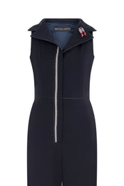 Navy Sailor Collar & Lapel Jumpsuit