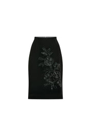 Black Floral Pencil Skirt