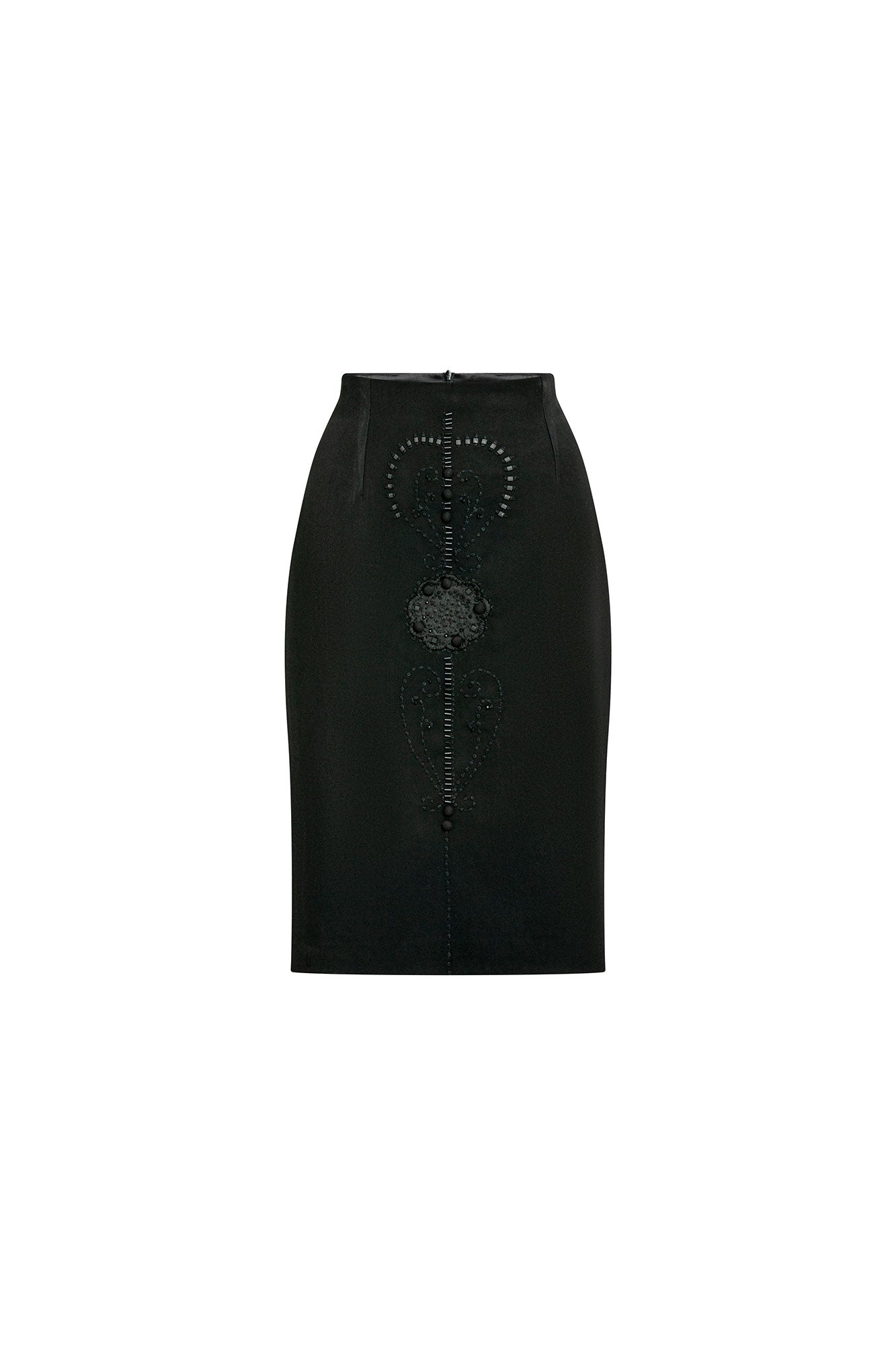 Guipure Embroidered Skirt – Black