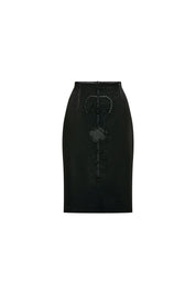 Guipure Embroidered Skirt – Black