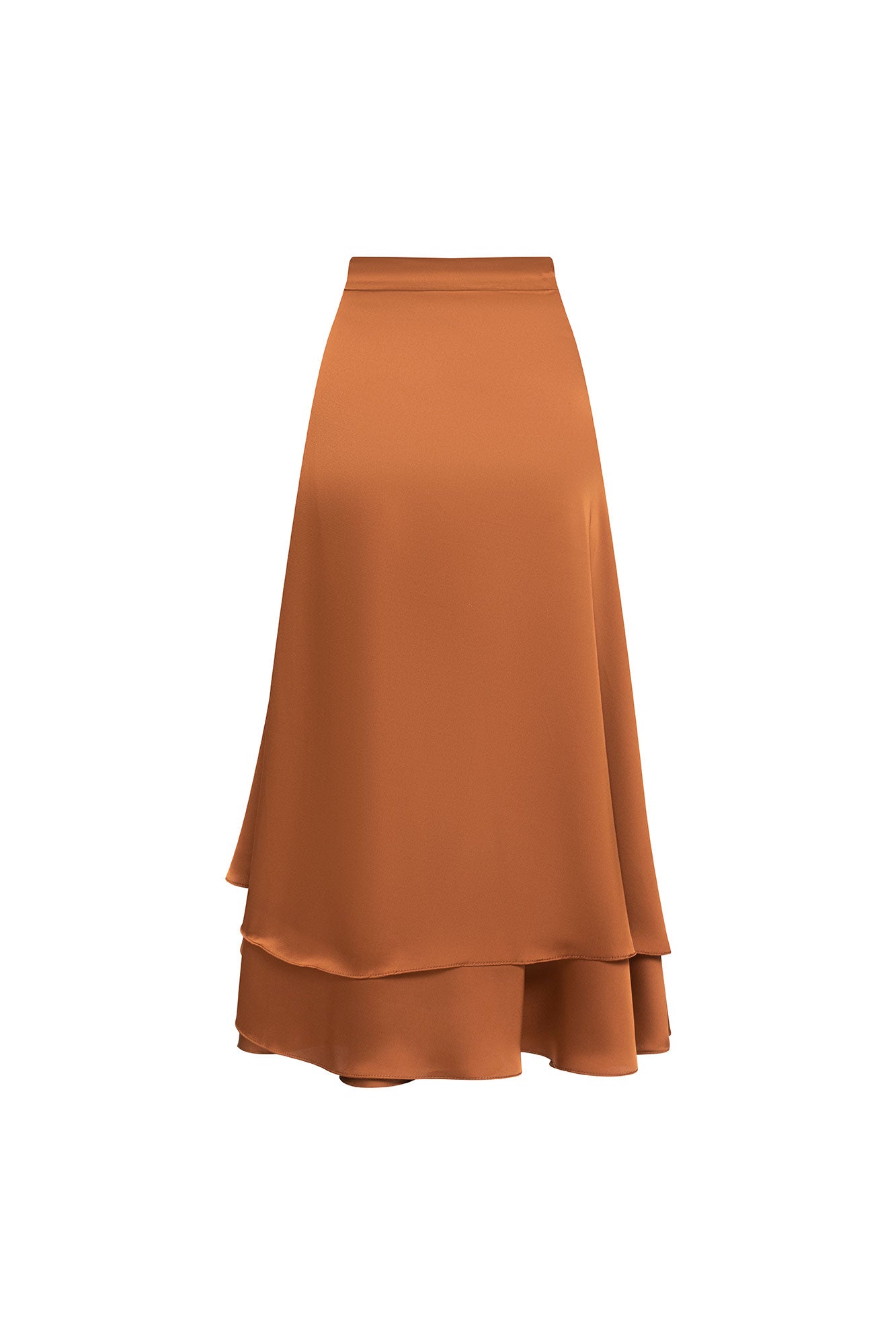 Caramelo Satin Double-Layer Midi Skirt