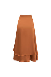 Caramelo Satin Double-Layer Midi Skirt