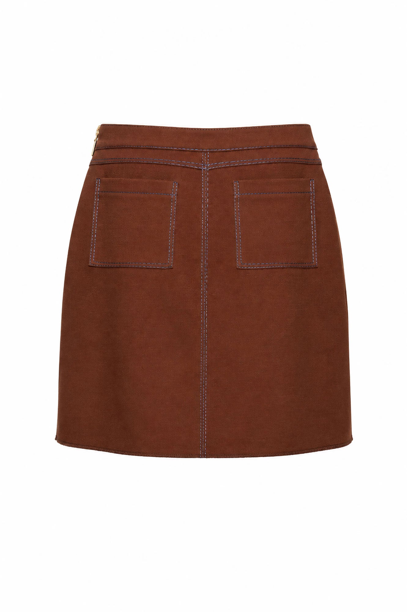 Double Topstitch Mini Skirt – Chocolate