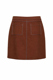 Double Topstitch Mini Skirt – Chocolate