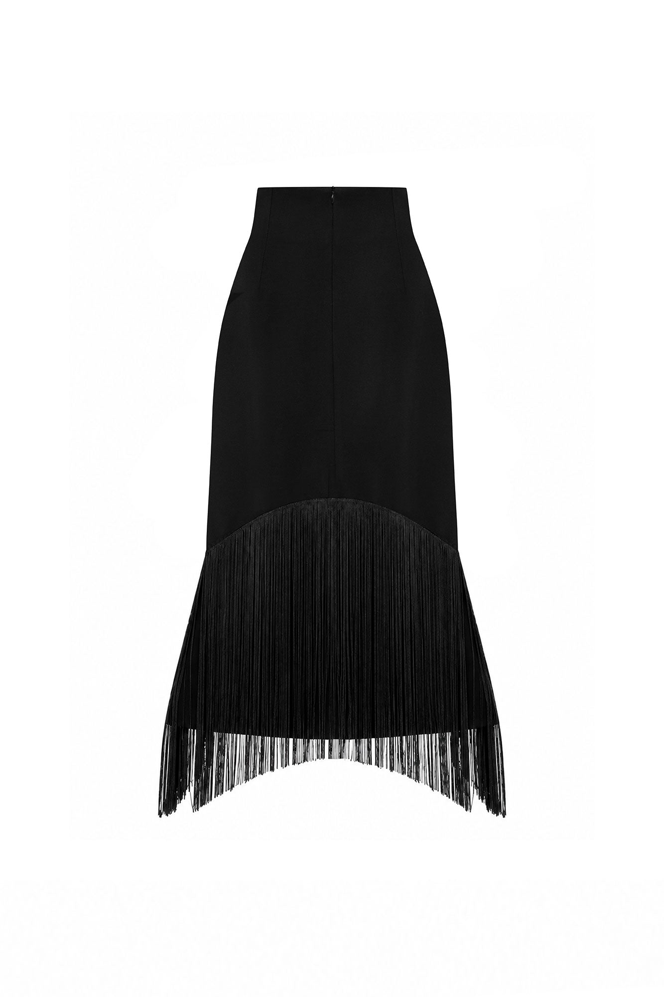Falda Corte Abertura Flecos Negro