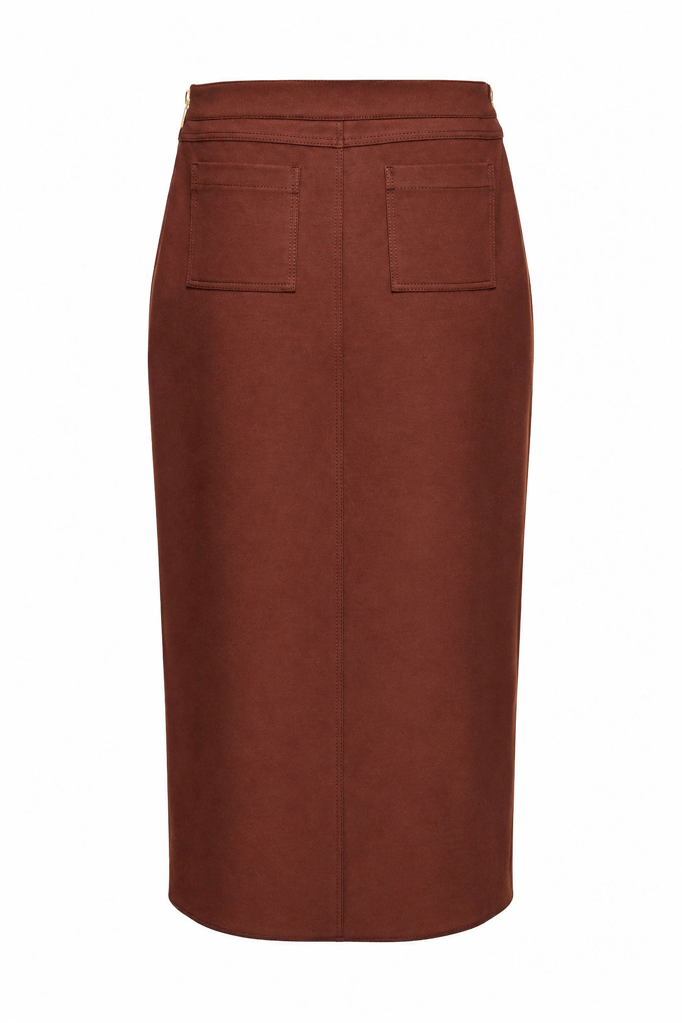 Chocolate Ring-Detail Midi Skirt